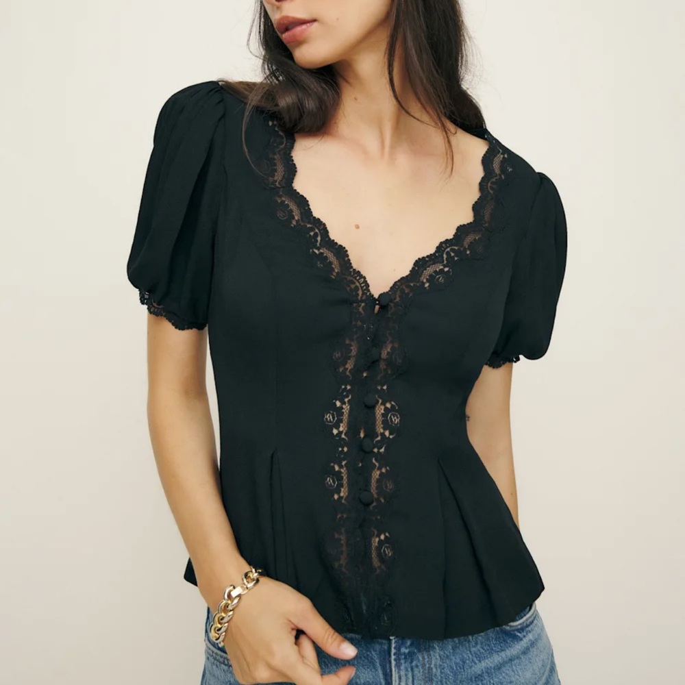 Elegant Black Lace Trim Top